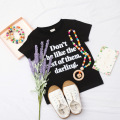 MOQ1 Kids Black Letter Print Tshirt 2021 Summer High Quality Cotton Toddler Clothing teenager 1-8 Years Children Girls T Shirts